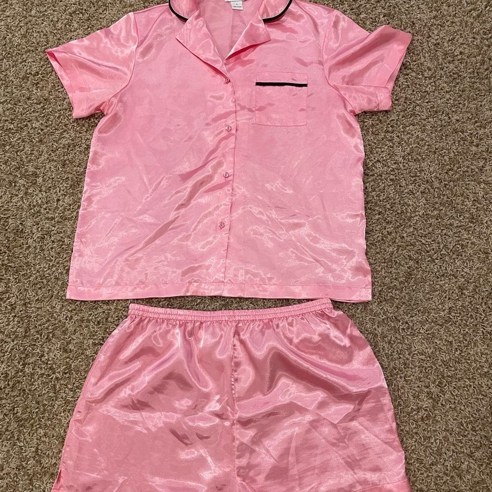 Ivy & Annabel Pink Satan Pajama Set